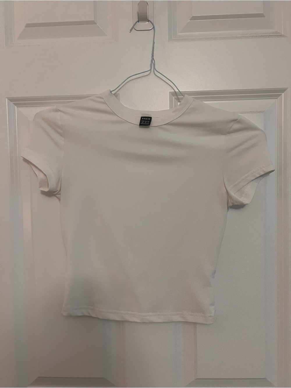 Cropped Crewneck Short Sleeve Tee in White